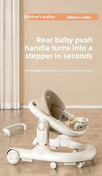 New 4-in-1 Multifunctional Baby Walker Anti-Bow Legs Anti-Tip Design 360° Swivel Silent Wheels Suitable 6-18 Months Solid Color