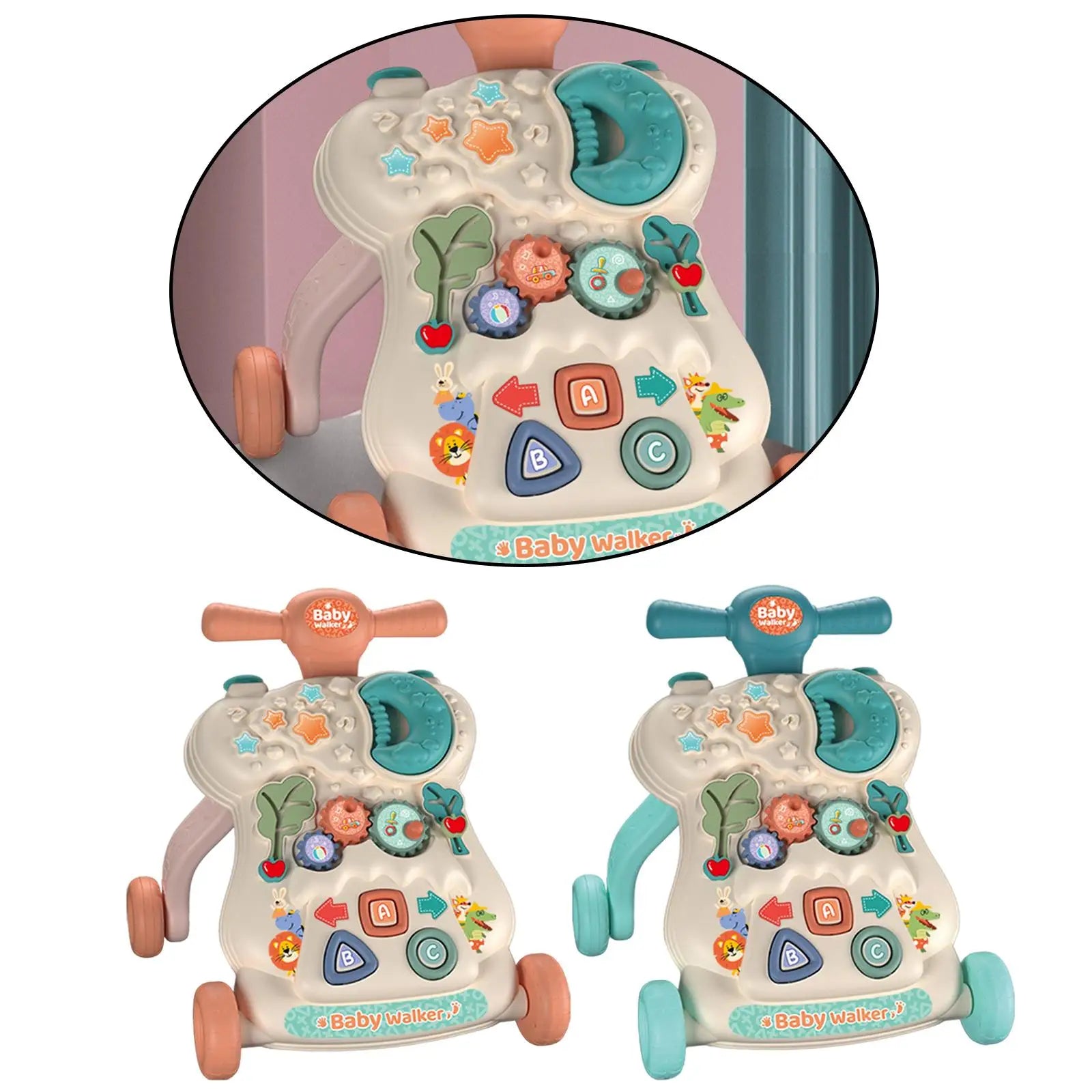 Baby Walker Kids Sit to Stand Up Learning Walker Musical Activity Toy for Enhance Walking Skills Coordination with Melodies