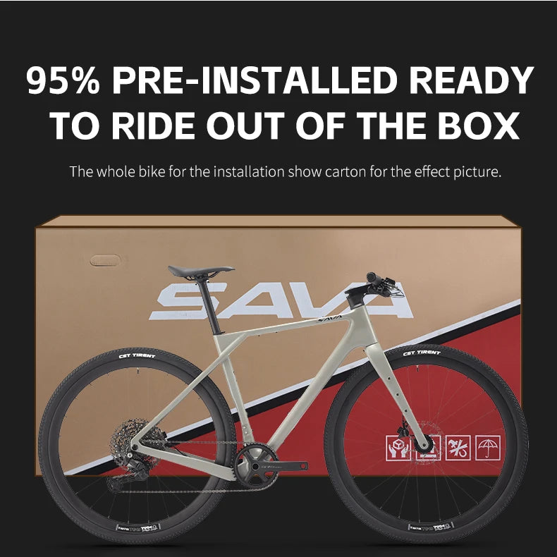 SAVA SF6 Carbon Fiber Gravel Road Bike All Terrain Suitable Off-Road Flat Handlebar Road Bicycle Oil Disc Bicycle Race Bike