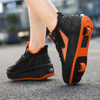 New Boys' 2 Wheel Dual-use Luminous Roller Skates For Boys And Girls Students Outdoor Wheeled Sports Shoes