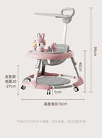 Baby Walker 7-speed Adjustable Music Multi-function Anti-O-leg Anti-rollover Folding Baby Walker for 6-18 Months