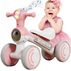 Mini Baby Balance Bike with Music & Lights Anti-slip Children Bicycle 4 Wheels Multifunction Walker Balancing Scooter