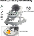 3 in 1 Foldable Baby Walker Anti Tip Toddler Push Walker with Removable Feeding Tray No Battery Anti O Leg