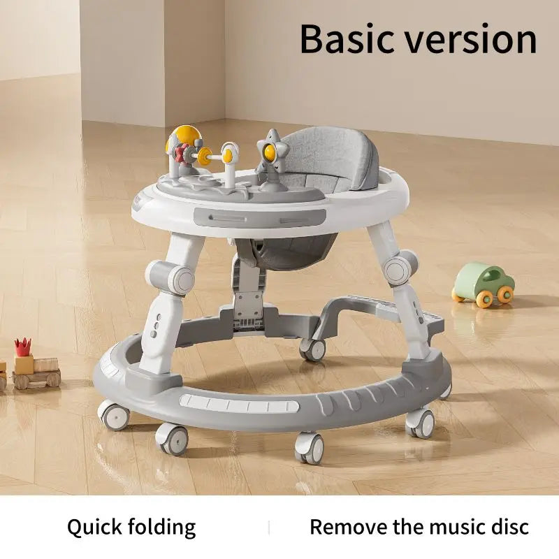 6-30 months old baby foldable baby walker multi-functional baby walking aid cart with music disc baby walker anti-slip cart