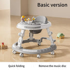 6-30 months old baby foldable baby walker multi-functional baby walking aid cart with music disc baby walker anti-slip cart
