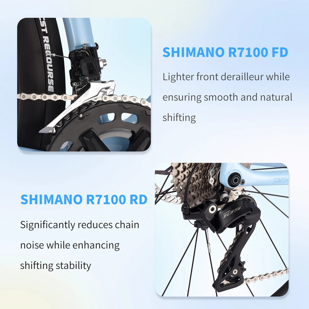 SAVA NEW STAR SHIP Carbon Road Bike, Adult Racing Bike, Equipped With Shimano 105 R7100, 24-Speed Hydraulic oil Brakes