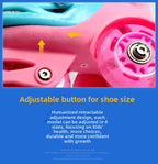 Flash Double Row Roller Skates Shoes Children's Speed Ice Skates Beginner 4-wheel Roller Skates Adjustable Size Rollers for Kids