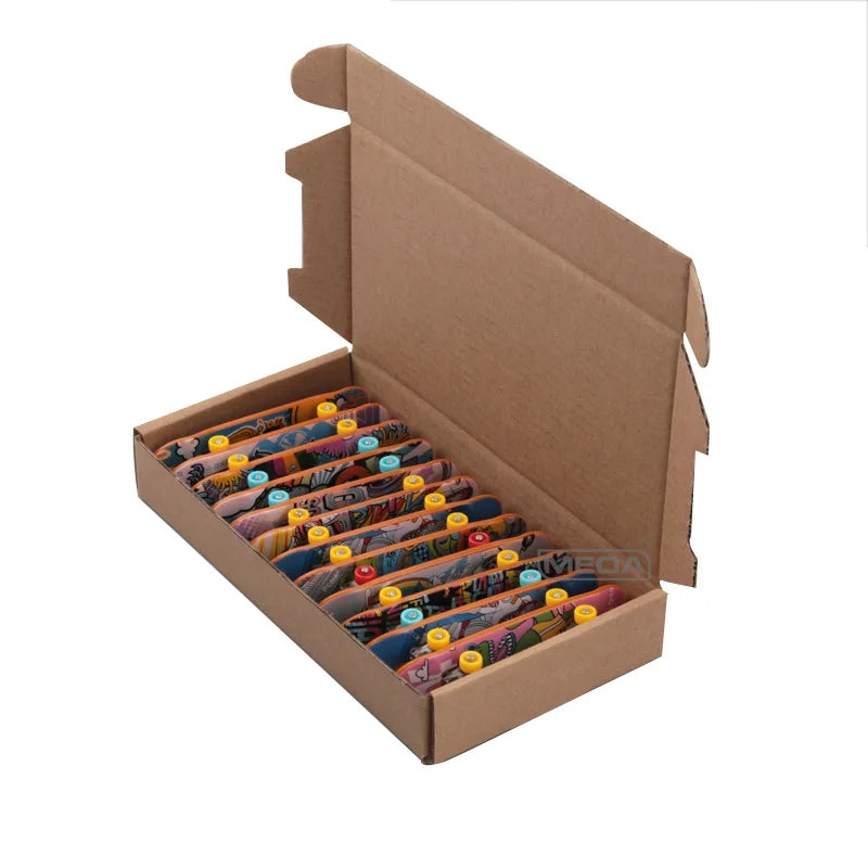 12 Styles Pattern Box Packag Beginner Mini Finger Skateboards DIY Kits Frosted Surface Alloy Finger Skateboard Indoor Home Toys