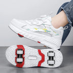Double Row 4-Wheel Skates Roller Shoes with Wheels Dual-Purpose Roller Sneakers