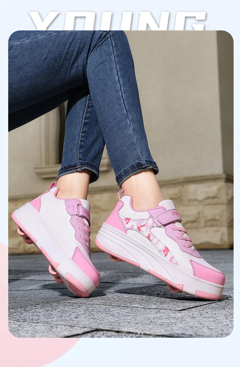 Roller Skate Shoes Kids Snickers With Wheels Children Rollerskates Fashion Outdoor Sports Shoes Girls Boys Gifts For Kids