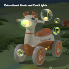 Four Wheels Children Balance Bike with Music Lights Infant Baby Walker Toddler First Bicycle Ride on Toy Gifts for Kids Aged 1-3