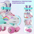 Boys Girls Kids Skates Children Roller Skates Skating Shoes PU Flashing 4 Wheels Roller Skates Sliding Adjustable Quad Sneakers