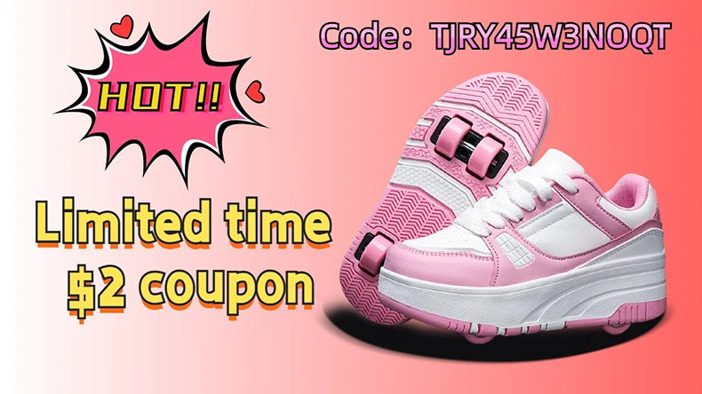 4 Wheel Dual-Use Roller Skates With Detachable Wheels,Sneakers, Boys And Girls Shoes With Wheels,Speed Skate