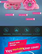 Flash Double Row Roller Skates Shoes Children's Speed Ice Skates Beginner 4-wheel Roller Skates Adjustable Size Rollers for Kids