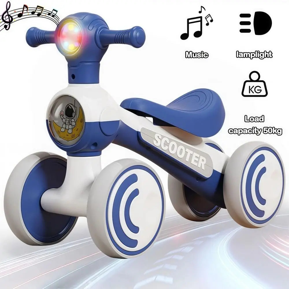 Mini Baby Balance Bike with Music & Lights Multifunction Children Bicycle Cartoon 4 Wheels Walker Balancing Scooter