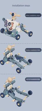 Baby Walker Push Ride On Toy 3 in 1 Learning Walking Trainer Musical Activity Stroller for Infants Toddlers Kids