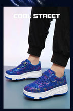 4 Wheel Dual-Use Roller Skates With Detachable Wheels,Sneakers, Boys And Girls Shoes With Wheels,Speed Skate