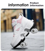 Women's High Top 4 Wheel Roller Shoes Fashionable Unisex Automatic Pop-up Sneakers With Wheels Dual-purpose Skating Casual Shoes