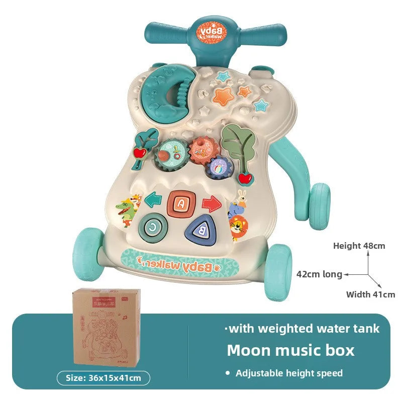 Multifunctional Baby Stroller & Walker - Foldable Portable Hand-Slide Learning Toy with Anti-Tip Design with Music & LED Lights