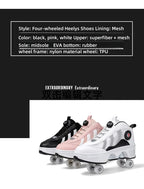 Double Row 4-Wheel Skates Roller Shoes with Wheels Dual-Purpose Racing Roller Sneakers Skateboard Shoes Speed Roller Skate Shoes