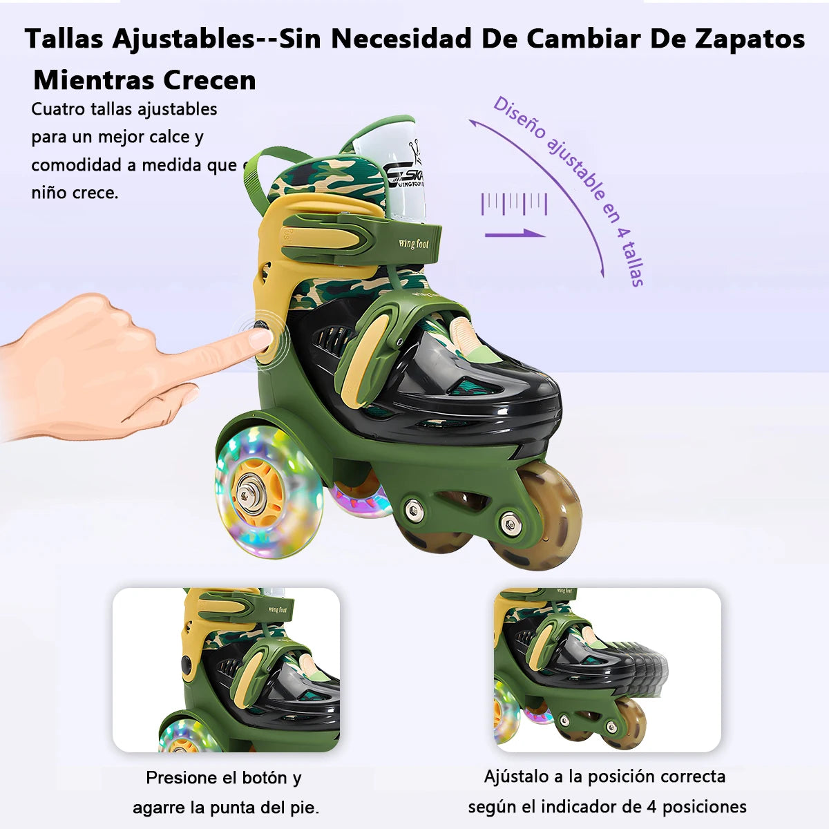 Kids Roller Skates Beginners Three-Point Roller Skates with Light up Wheels Adjustable Safety Assist Roller Skating Shoes