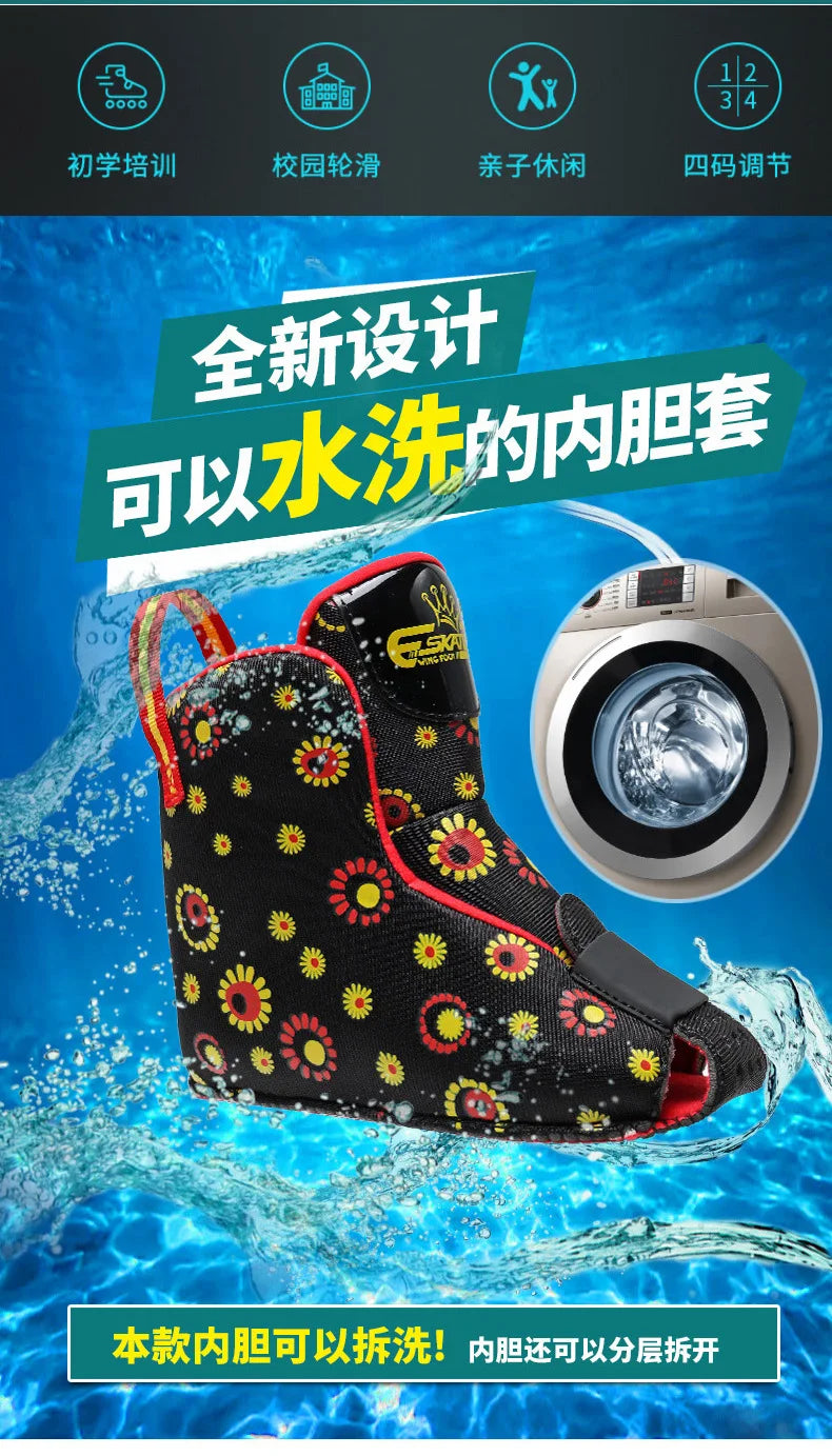 Children Skates High Elastic PU Double-row Roller Skates For Age 2-8 Kids Skating Shoes Adjustable Size