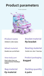 Children's Roller Skates2-12Beginner's Colorful Four-Wheel Flashing Roller Skates for Boys and Girls