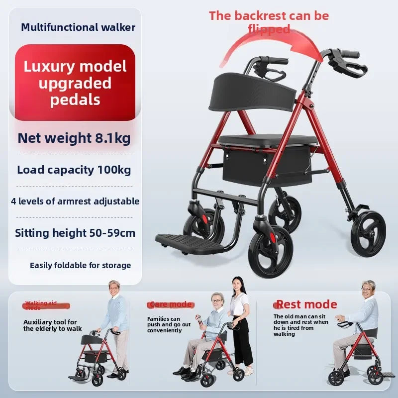 Elderly walker multifunctional assisted walking elderly dedicated walking aid hand push scooter