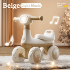 Cute 4 Wheels Baby Balance Bike with Music & Light Cartoon Mini Walker Balancing Sturdy Anti-slip Kids Scooter For 1-3 Years Old
