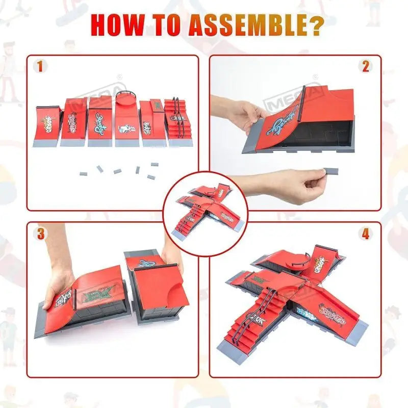 DIY Finger Skatepark 6-in-1 Set Professional Tech Practice Deck Platform Stunt Finger Skateboard Assemble Ramp Park Kits Toys