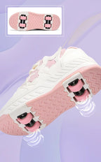 Removable Pulley Skate Skating Roller Skate Shoes for Boys Girls Upgraded Speed Sneakers with 4-Wheels for Kids Racing Skates