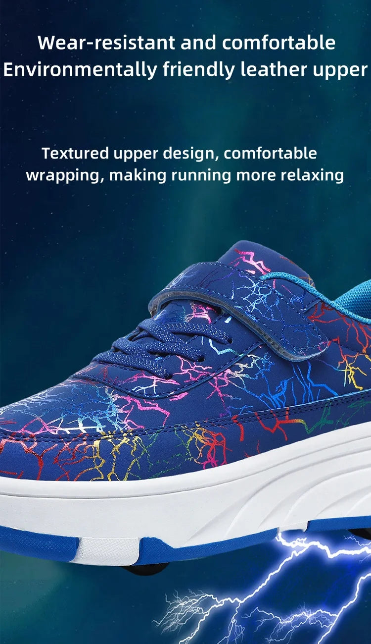 4 Wheel Dual-Use Roller Skates With Detachable Wheels,Sneakers, Boys And Girls Shoes With Wheels,Speed Skate