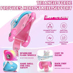 Flash Double Row Roller Skates Shoes Children's Speed Ice Skates Beginner 4-wheel Roller Skates Adjustable Size Rollers for Kids