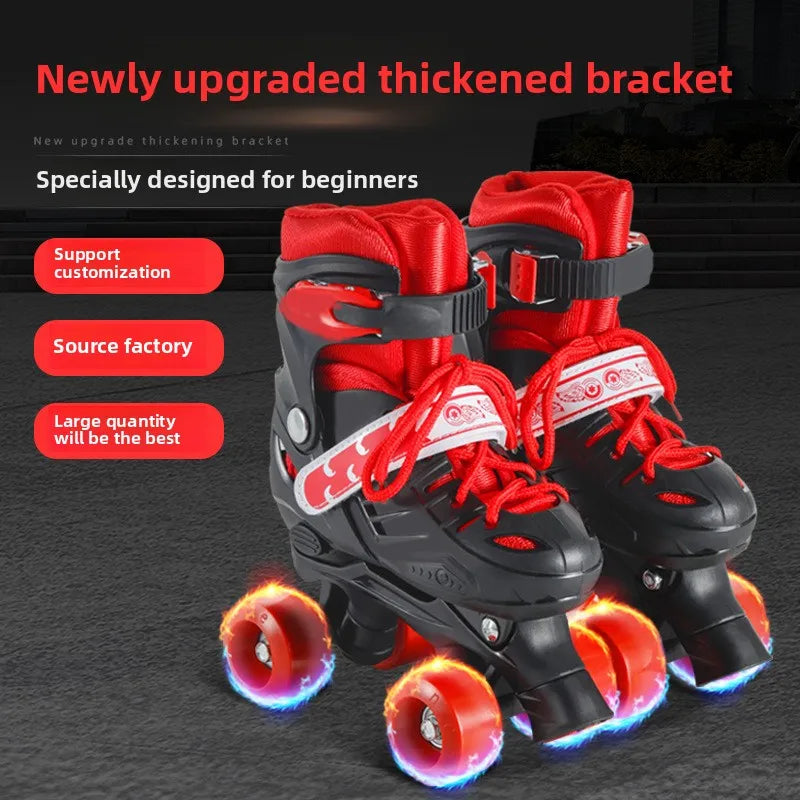Children's New Flashing Double Row Four-Wheel Shoes Boys and Girls Ice Skates Children's Roller Shoes