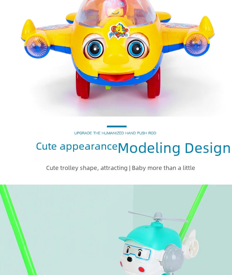 Children's Baby Walker Hand Push Airplane Toy Boys Girls Learning To Walk Infant Step Stool Stall Toy Baby Carrier