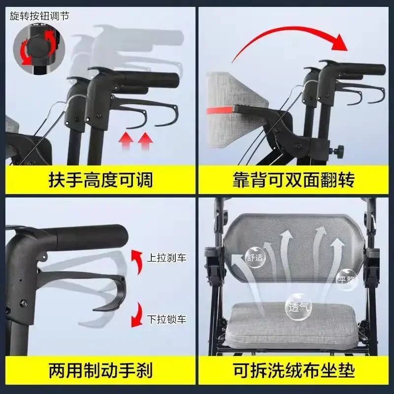 Wheelchair walker special assisted walking for the elderly, rehabilitation walking car, elderly people can push or sit