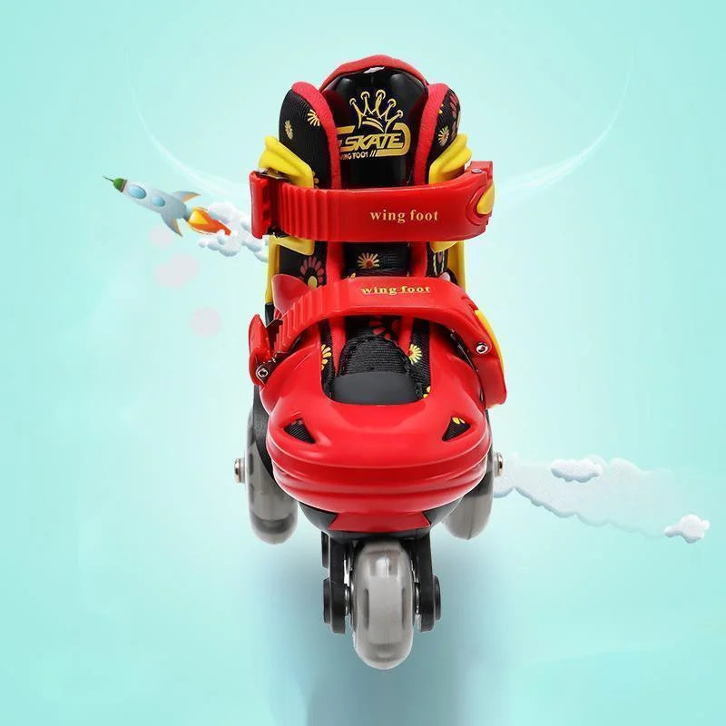 Children Skates High Elastic PU Double-row Roller Skates For Age 2-8 Kids Skating Shoes Adjustable Size