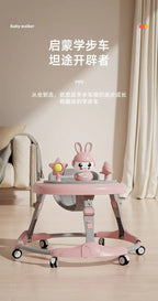 Baby Walker 7-speed Adjustable Music Multi-function Anti-O-leg Anti-rollover Folding Baby Walker for 6-18 Months