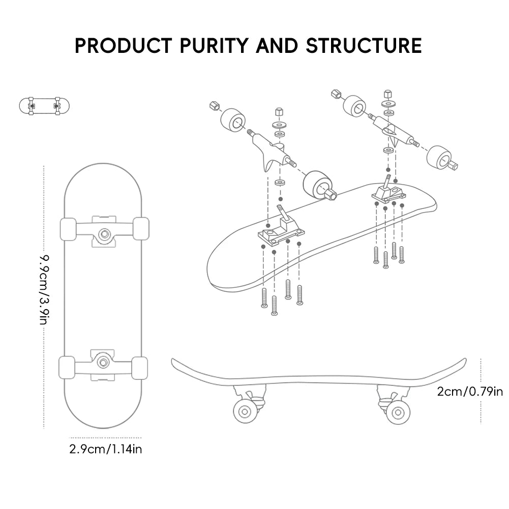Professional Mini Wooden Skateboard Fingerboard Set Finger Scooter Finger Skate Board Maple Wood Kid Tabletop Toys for Boys
