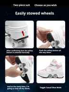 Women's High Top 4 Wheel Roller Shoes Fashionable Unisex Automatic Pop-up Sneakers With Wheels Dual-purpose Skating Casual Shoes