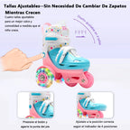 Kids Roller Skates Beginners Three-Point Roller Skates with Light up Wheels Adjustable Safety Assist Roller Skating Shoes