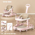 New 4-in-1 Multifunctional Baby Walker Anti-Bow Legs Anti-Tip Design 360° Swivel Silent Wheels Suitable 6-18 Months Solid Color