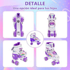 Boys Girls Kids Skates Children Roller Skates Skating Shoes PU Flashing 4 Wheels Roller Skates Sliding Adjustable Quad Sneakers