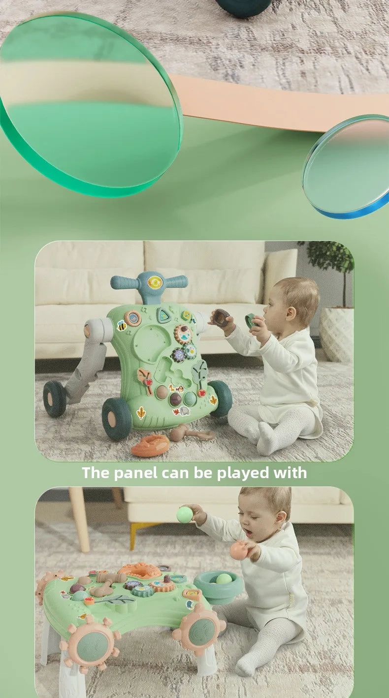 Multifunctional Baby Stroller & Walker - Foldable Portable Hand-Slide Learning Toy with Anti-Tip Design with Music & LED Lights