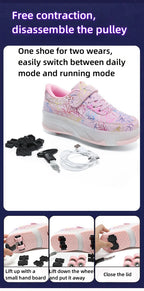 4 Wheel Dual-Use Roller Skates With Detachable Wheels,Sneakers, Boys And Girls Shoes With Wheels,Speed Skate