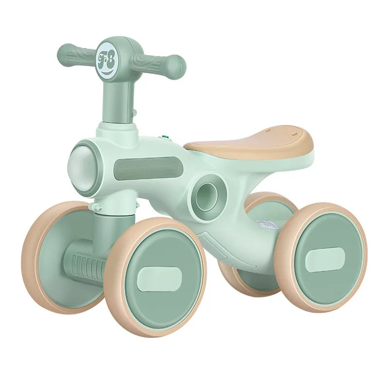 Children's Balance Bike Baby No Pedals, Anti-rollover Four-wheel Twist Wheel Lighted Wheels