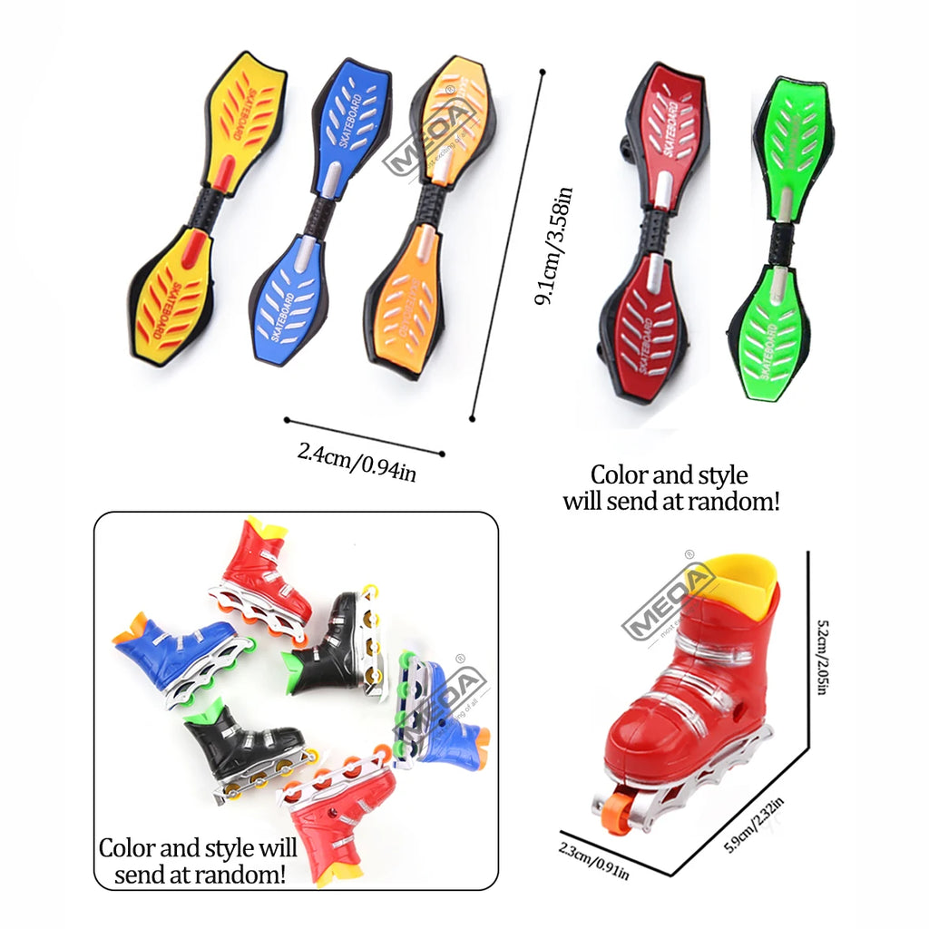 Plastic Fingerboard Toys with Scooter Roller Skating Shoes Tools Wooden Skateboard Platform Finger Skteboard Kits for Kids