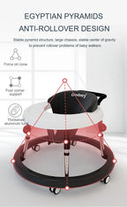 5-18M Baby Walker With Wheels Baby Toddler Foldable Multifunctional Anti-Rolling Anti-O-Leg Walker Height Adjustable Seat