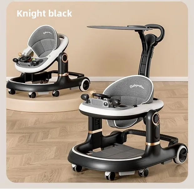 New 4-in-1 Multifunctional Baby Walker Anti-Bow Legs Anti-Tip Design 360° Swivel Silent Wheels Suitable 6-18 Months Solid Color
