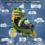 Kids Roller Skates Beginners Three-Point Roller Skates with Light up Wheels Adjustable Safety Assist Roller Skating Shoes